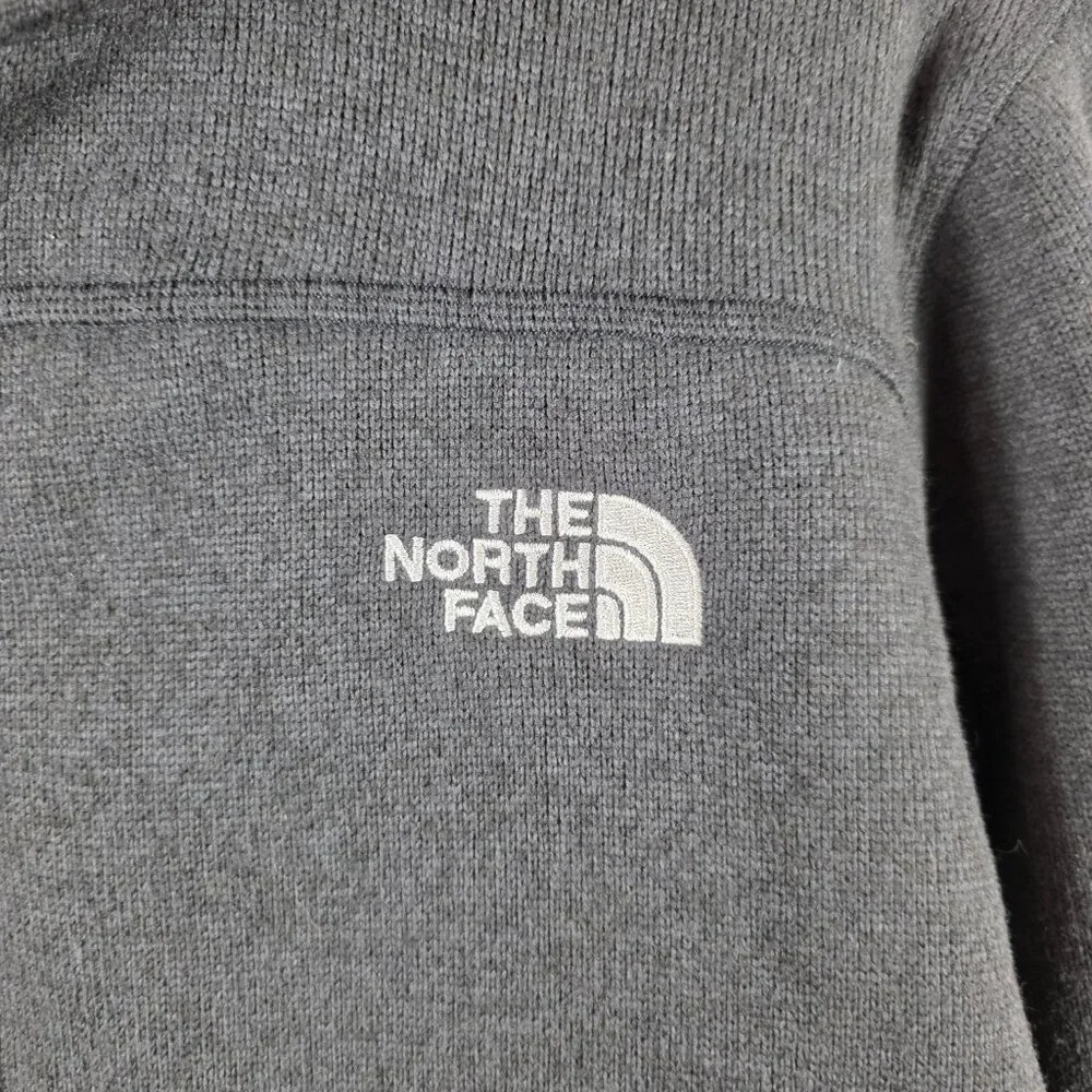 Men's North Face Black Fleece Jacket Size Medium Zip Front White Logo